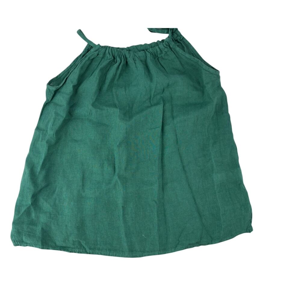 Green Tie-Strap Linen Blend Women's Halter Top